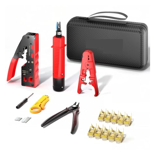 Kit De Herramientas De Engarce De Red Con Crimpadora De Red, Herramienta De Perforación Y Comprobador De Cables TEL/LAN Ligero Y PortáTil(728 318B Set)