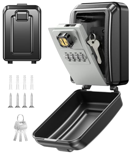 Mohard Key Safe Wall Mounted with Resettable Spare Key 4 Digit Combination Key Lock Box Outdoor Heavy Duty Weatherproof Large Capacity Keysafe Storage Key Box for Home Apartment Office Garage