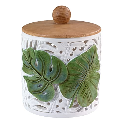 Avanti Linens - Covered Jar, Countertop Organizer, Leaf Inspired Home Decor (Viva Palm Collection), Green