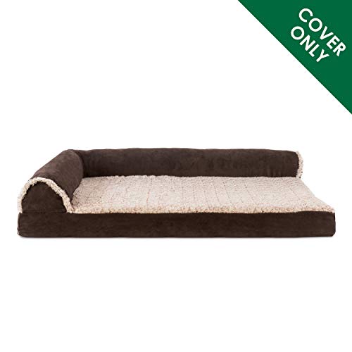 Furhaven Replacement Dog Bed Cover Two-Tone Faux Fur & Suede L Shaped Chaise, Machine Washable - Espresso, Jumbo (X-Large) by Furhaven - Image 2