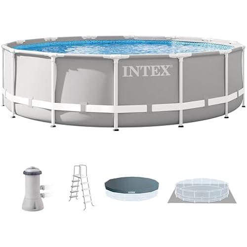 Intex Prism Frame 14ft x 42in Round Above Ground Swimming Pool Set w/Pump