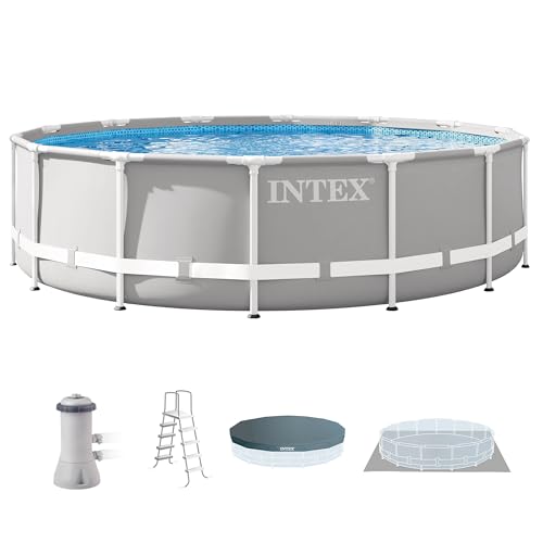 Intex 26719EH Prism Frame Premium Above Ground Swimming Pool Set: 14ft x 42in – Includes 1000 GPH Cartridge Filter Pump – SuperTough Puncture Resistant – Rust Resistant – 3357 Gallon Capacity
