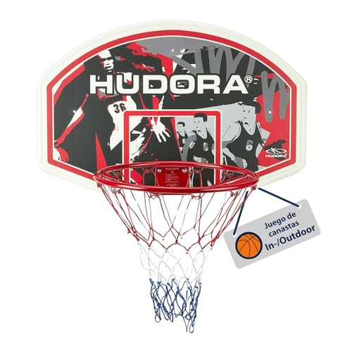 HUDORA Set de Canasta de Baloncesto - Canasta de Baloncesto para Interiores y Exteriores con Tablero - Canasta Incluye Material de Montaje - Tablero y Canasta para Adultos, Adolescentes y Niños