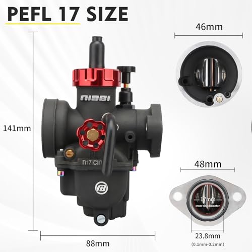 Image of NIBBI 17mm Carburetor Performance Kit, PE17FL Carb with Motorcycle CNC Air Filter Fit for Pit Bike Dirtbike Minibike ATV 110cc Tao Tao SSR Apollo