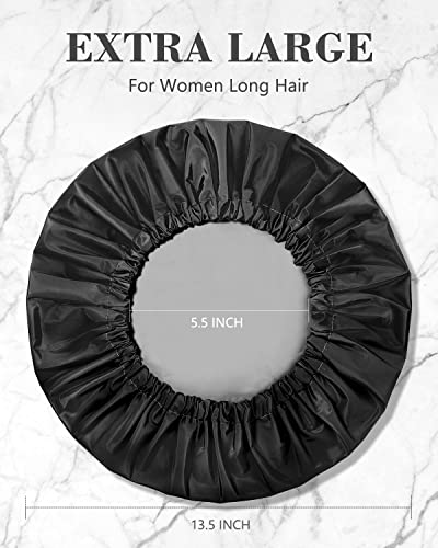 Aquior Shower Caps, Reusable Shower Cap For Women, Waterproof Layer Hair Cap, Large Size For All Hair Lengths,For Girls Spa Home Salon Use (Black) #TOP5