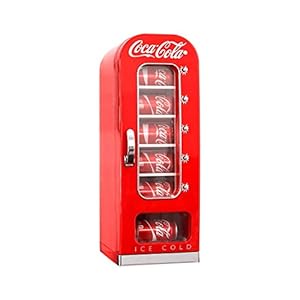 Coca-Cola Exclusive New Retro Mini Fridge Vending Machine Style 10 Can, 12V DC/110V AC with tall window display for home, dorm, office, games room