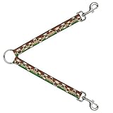 Buckle-Down Dog Leash Splitter Pug Puppies Paw Prints Browns Greens 1 Foot Long 1 Inch Wide