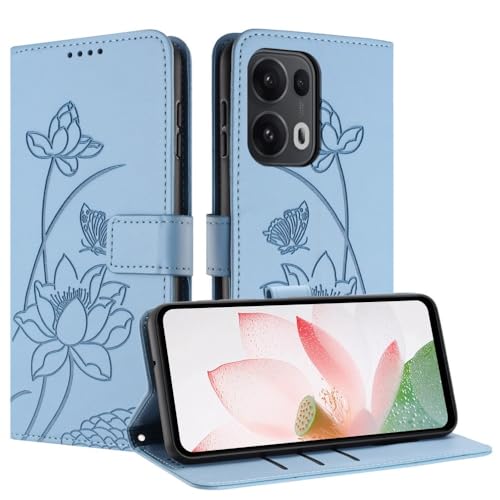 Étui Oppo Reno 11 Pro 5G housse portefeuille en cuir bleu clair
