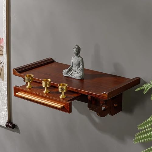 Étagère d'autel bouddhiste murale avec tablette rétractable pour statues - 4