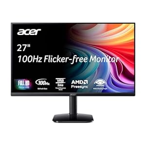 Acer KB272 E0bi 27″ IPS Full HD (1920 x 1080) Zero-Frame Gaming Office Monitor AMD FreeSync Technology Up to 100Hz Refresh 1ms (VRB) Low Blue Light Tilt HDMI & VGA Ports