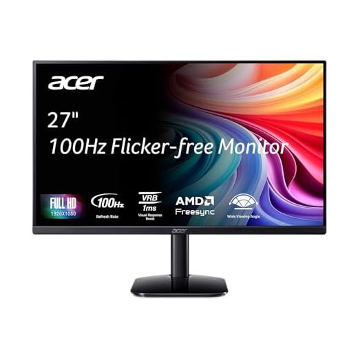 Acer KB272 E0bi 27" IPS Full HD (1920 x 1080) Zero-Frame Gaming Office Monitor AMD FreeSync Technology Up to 100Hz Refresh 1ms (VRB) Low Blue Light Tilt HDMI & VGA Ports