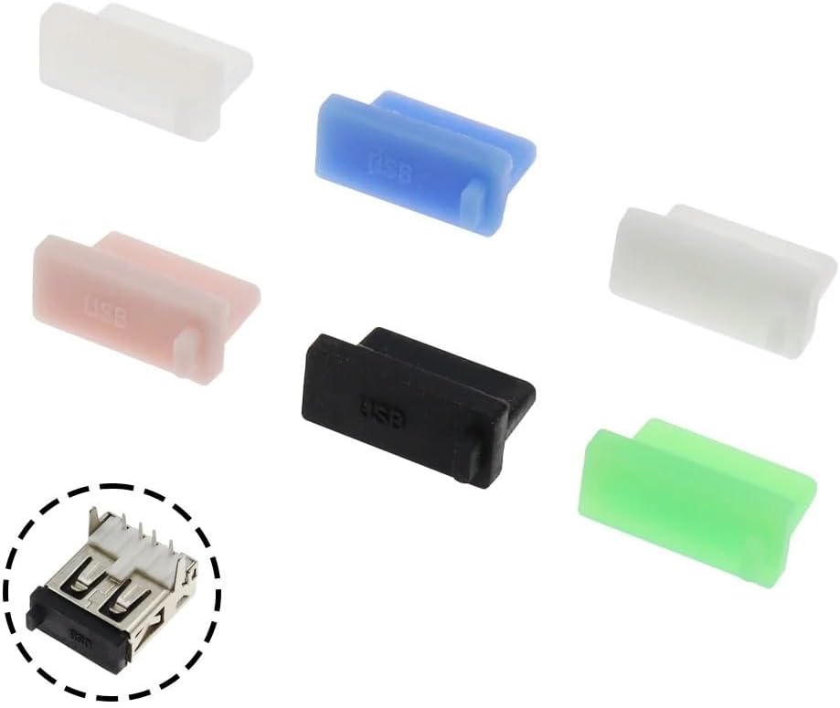 100PCS USB Dust Plug Charger Port Cover Cap Female Jack Interface Universal Silicone Dustproof Protector Tablet PC Notebook Lapto(Blue)