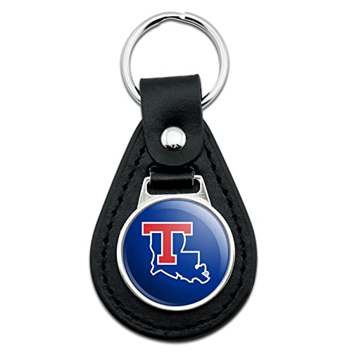 GRAPHICS & MORE Black Leather Louisiana Tech University Bulldogs Logo Keychain