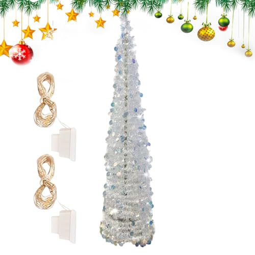 Árbol de Navidad LED de 1,5m con purpurina para iluminar tu salón o terraza 2