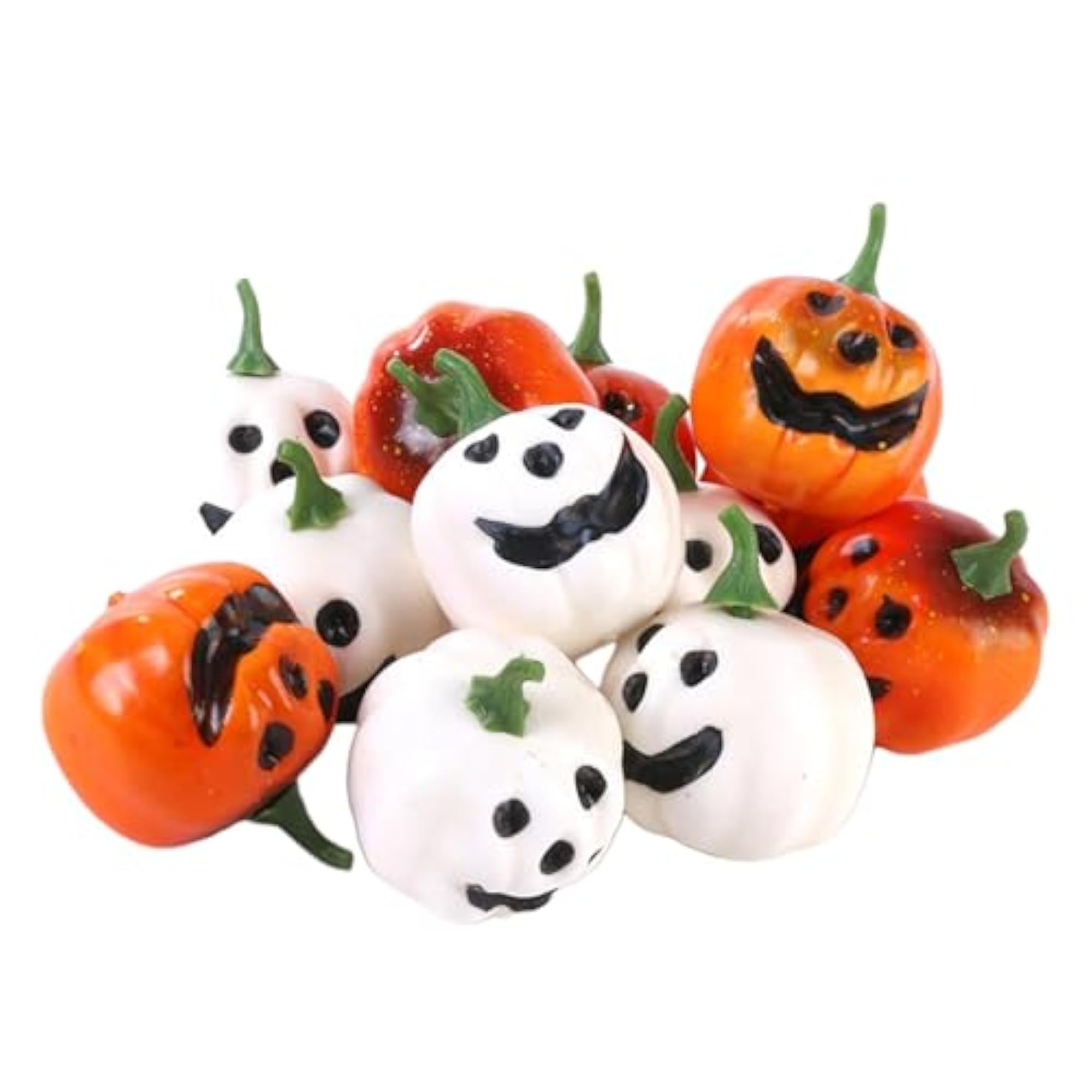 12Pcs Artificial Smiling Face Pumpkins Halloween Supplies
