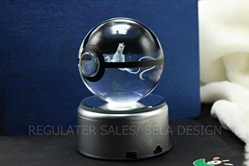 Sela Design. Multiple Designs Pokemon Go Inspired Laser K9 Crystal Engraved-LED Rotating Base. Base Changes Color Toy nightlight lamp (Venusaur)