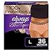 Always Discreet Boutique Incontinence & Postpartum Underwear for Women, Disposable, Maximum Protection, Large, Peach, 18 Count - Pack of 2 (36 Count Total)