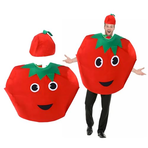 Costume de tomate pour adulte - Unisexe - Costume de tomate léger et amusant pour homme et femme - Costume de tomate adulte pour fête costumée, cosplay, carnaval, Noël, Halloween