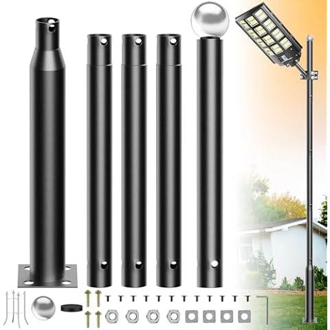 Jadisi 16Ft Tall Street Light Pole, Street Lamp Post for Outdoor Lights, Solar Street Light Pole Accessory for Backyard, Street, Patio,Park,Parking Lots, Exterior House 1-Pack Cover