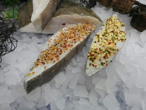 Klaassen Heilbutt, schwarzer Heilbutt im Anschnitt, Pfeffer und Knoblauch, 500g