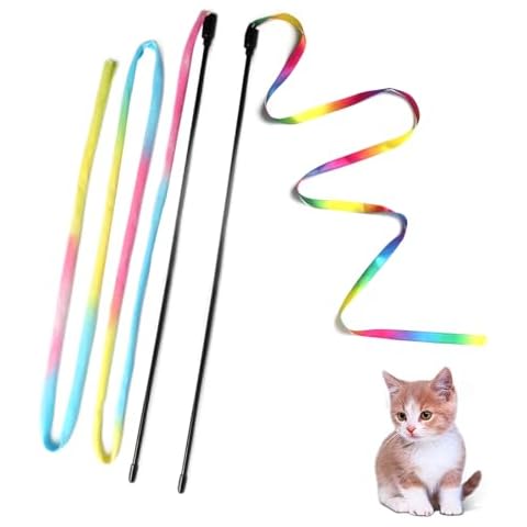 M JJYPET Cat Wand Toys, Interactive Kitten Toys for Indoor Cats,Colorful Cat Teaser Wand String for Cat Kitten Exercise Cat Stick Toy Cat Charmer-2Pcs Cover