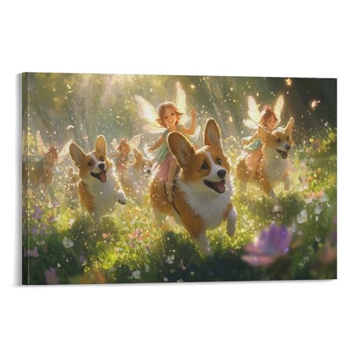 Toile image sur Corgi pour égayer un mur vide de salle de bain ou de couloir