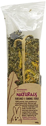 Rosewood Naturals Sunflower & Chamomile Sticks, Small Animal Treat for Rabbits, Guinea Pigs, Chinchillas, Degus, Hamsters, Gerbils, Mice and Rats, 140g