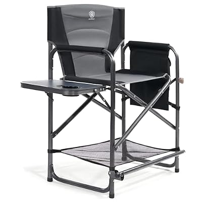 EVER ADVANCED 23.2" Medium Tall Directors Chair with Side Table 400LBS Grey
