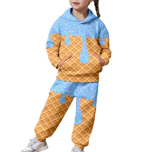Disfraz Niña - Conjunto De Dos Piezas con Capucha Camiseta De Manga Larga Y Pantalones Casuales con Estampado para Niñas Grandes Y Jóvenes Ajuste Suave Y Cómodo (Blue 3-4 Years)