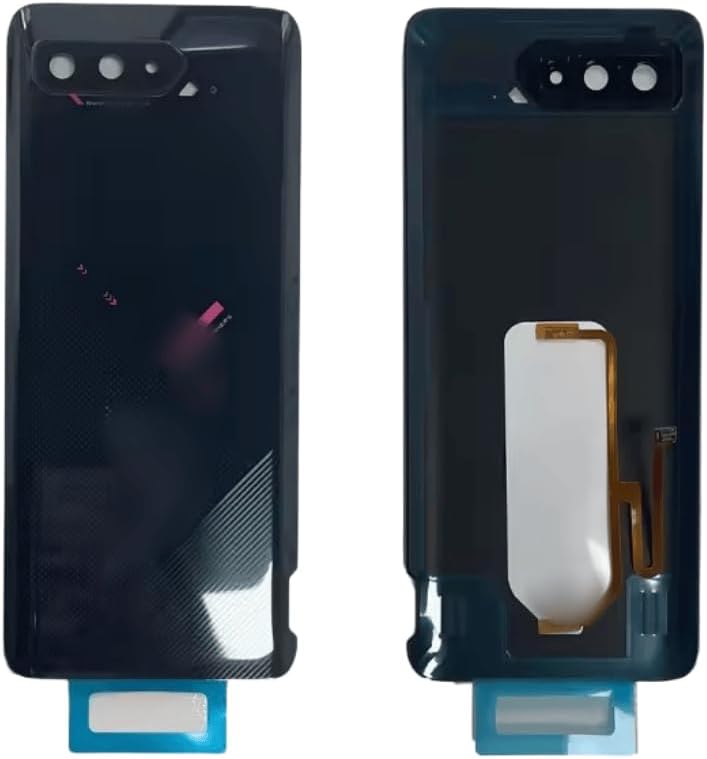 YOOOKOOO Compatible Rear Back Cover for Asus ROG Phone 5 – Battery Door Housing Replacement Part (Black with Lens)