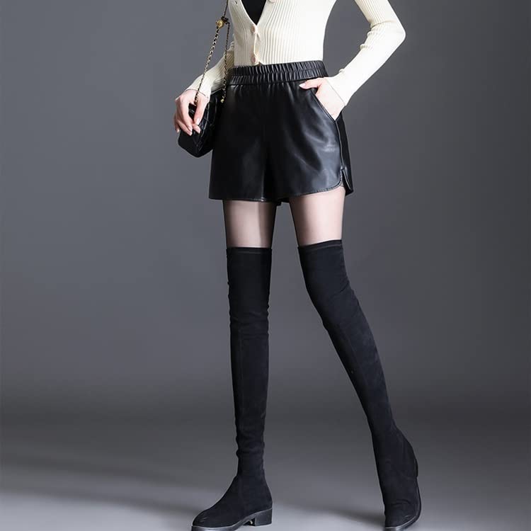 Shorts en cuir à jambe large idéal avec des bottes pour l'hiver