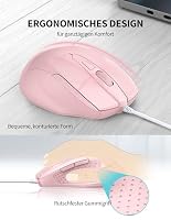 TECKNET Maus mit Kabel, 6400 DPI, Computermaus mit 6 Tasten, Rosa – Ansicht 3