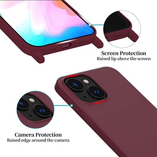 Image of Compatible with iPhone 14 Plus Case with Lanyard Crossbody iPhone Case with Strap Adjustable Shockproof Drop Protection Silicone Phone Cover for iPhone 14 Plus 6.1'' Plum