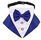 Formales Hunde-Smoking-Bandana-Hundehochzeits-Bandana-Halsband Hundehalsband mit Fliege Verstellbares Hundefliege-Halsband Bandana für kleine mittelgroße Hunde (Blau, S)