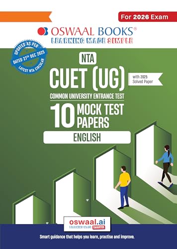 Image of Oswaal NTA CUET (UG) 10 Mock Test Papers English For 2026 Exam (Section -I) (as per latest 27 Dec., notification) | 500+ MCQs for Practice | Includes 2025 Paper- fully solved | With Oswaal AI