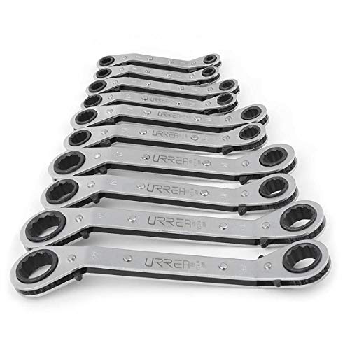 Urrea Ratcheting Wrench - 1/2" X 9/16" Reversible Ratcheting Box-End Wrench With 15 Degree Offset & Nickel-Chrome Finish - 1183 #TOP3