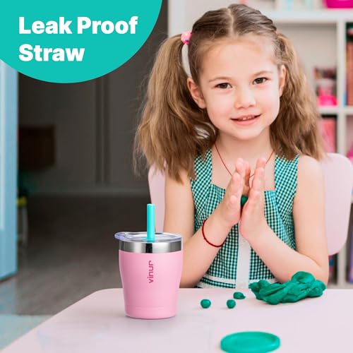VINUR Tumbler with Straw 9 oz Stainless Steel Double Wall Vacuum Insulated Tumbler with Lid, Leak Proof Water Cup for Travel(Glitter Teal) by VINUR - Image 4