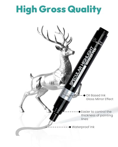 Image of Resiners 3 PCS Silver Chrome Paint Markers, Oil-based Permanent Mirror Pen, Reflective Art Markers for Plastic Metal Glass Resins, Ideal for Wheel Model Painting