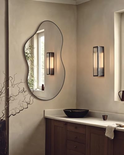 Image of Irregular wall Mirror 24 inchx41 inch Black Asymmetrical Mirror
