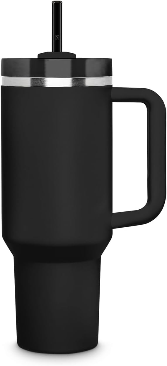 HALM 6x Stanley Quencher Tumbler Glass Straws Black Reusable Replacement Straws for Tumbler with Handle Stainless Steel Drinking Cup Accessory BPA-Free & Dishwasher Safe image 2