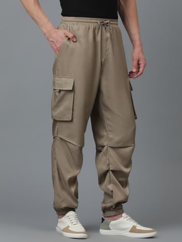 Image of KOTTY Men's Solid Mid Rise Utility Pocket Button Willow Blue Regular Cargo