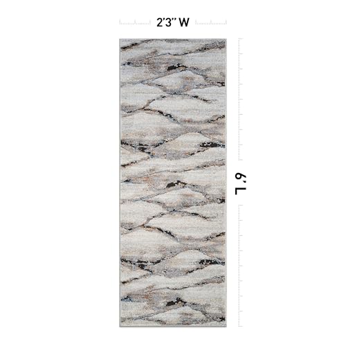 Tapete rugshop gris estriado 72 x 26 pulgadas moderno miniatura 2