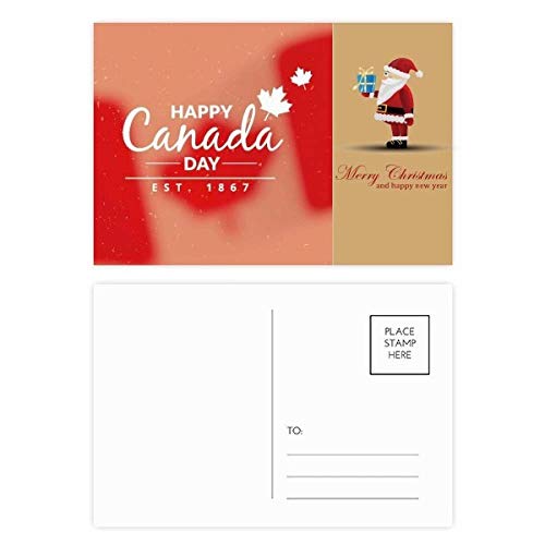 Slogan Père Noël et feuille d'érable en cartes postales pour embellir vos messages de vacances