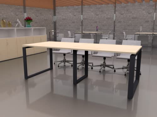 OFICIT Mesa de 240x100 con Estructura metálica Marco Cerrado Gris Grafito y Tablero melaminado Ideal para Sala de Juntas, reuniones, conferencias (Maple)