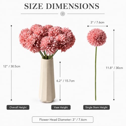 Image of Mandy's 12pcs Artificial Dusty Pink Ball Chrysanthemum Flowers