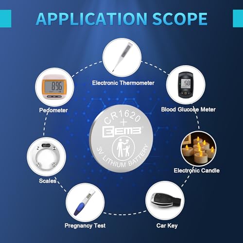 EEMB 5 Pack CR1620 Batterie 3V Lithium Batterie Knopf Münzzelle Batterien 1620 Batterie ECR1620 DL1620 für Uhr Schlüsselanhänger Taschenrechner Auto Fernbedienung Fernbedienung Spiel Spielzeug