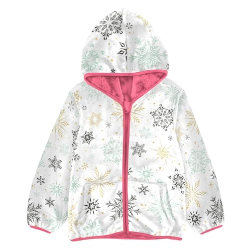 OTVEE Christmas Blue Gold Snowflakes Kids Hoodie Jacket Fall Spring Full Zip Warm Outwear Coat