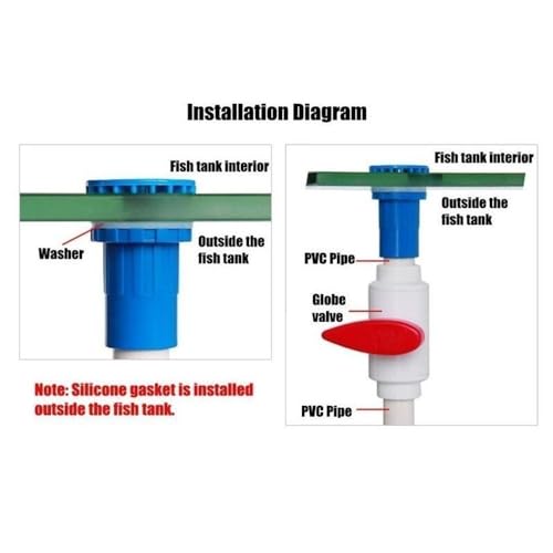 Conector de tubería de agua y drenaje para acuario con junta recta y codo de PVC de 20-50 mm 4