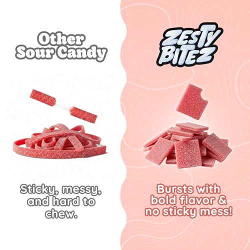 Zesty Bitez - Sour Candy Belts Bites - Vegan Candy Strips, Super Sour Gummies - Mouth Puckering Sweet Candies for Adults & Kids - Resealable Pouch 4.2oz - Summer Berry by Finatic