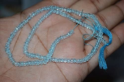 LKBEADS 13 inch Strand of Natural Sky Blue az Micro Excellent Faceted,3.5 mm